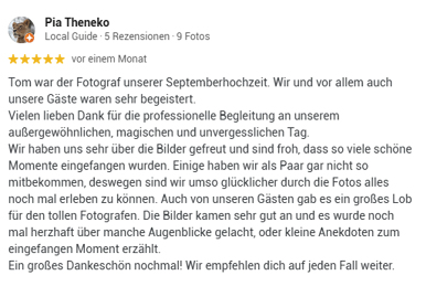 google rezension hochzeitsfotograf tom