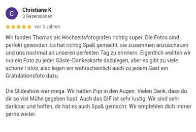 google rezension hochzeitsfotograf tom christiane