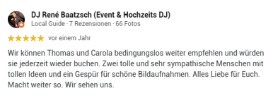 google rezension hochzeitsfotograf tom dj rene