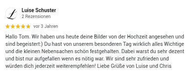 google rezension hochzeitsfotograf tom luise