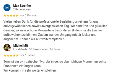 google rezension hochzeitsfotograf tom max&michel