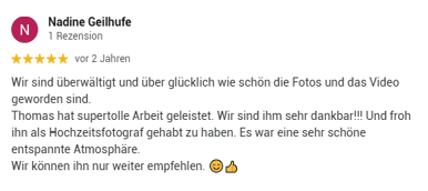 google rezension hochzeitsfotograf tom nadine